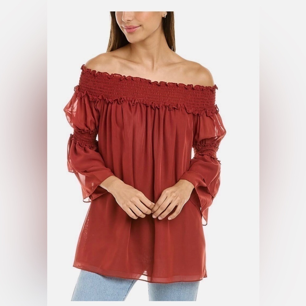 MAX STUDIO OFF THE SHOULDER TIER SLEEVED TOP 2X NEW